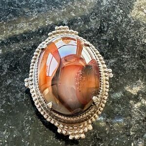 Elegant Sterling Silver and Brown Agate Bolo piece/ no leather attachments